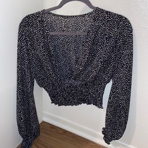 Dark Navy Blue/Black Patterned Blouse